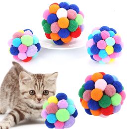 Toys Cat Toys Cat Plush Ball Toy Pet Elastic Bell Ball Self Hi Ball Playing Cat Colorful Woolen ball