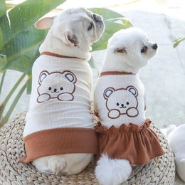 Dog Apparel Cute Pet Clothes Bear Embroidery T-Shirt Summer Thin Puppy Kitten Outfit For Small Dogs Clothing Chihuahua Bichon Costumes