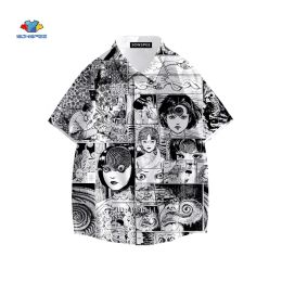 Shirts Japan Horror Manga Junji Ito Shirt 3d Printed Tomie Girl Hawaiian Shirt Summer Casual Beach Shirts Short Sleeve Oversized Tops