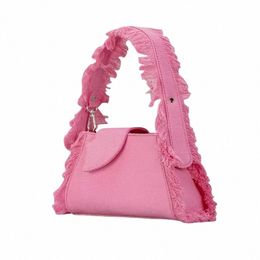 fi Trimmings Denim Women Handbags Designer Wide Strap Shoulder Bag Luxury Blue Armpit Bags Y2K Small Tote Female Purse 2023 P7qv#