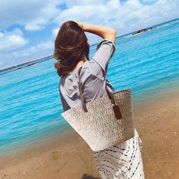 Bag 2024 Summer Straw Bags For Women Handmade Rattan Woven Handbag Basket Shoulder Beach Travel Large Capacity Tote