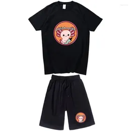 Men's Tracksuits 2024 Summer Axolotl Boba Milk T Shirts Cotton Short Sleeve Tops Mens Womans Tshirt Short-Sleeved Suit