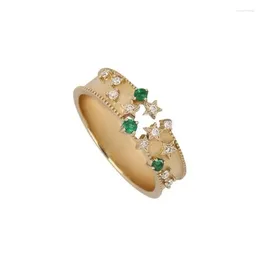 Cluster Rings Vintage In Green Crystal Light Luxury Exquisite Star For Women Irregular Design Engagement Fine Jewellery Adjustable