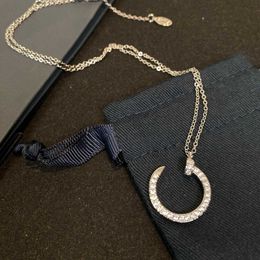 High Quality Luxury Necklace Fashionable and versatile nail necklace pendant with diamond collarbone chain for men women light luxury Valentines Day
