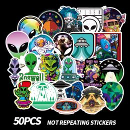 50PCS/Lot UFO Alien Astronaut Rocket Waterproof Stickers for Laptop Skateboard Guitar Car Bike Motorcycle PS4 Phone Notebook Decal