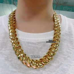 Hip Hop Jewellery Fashion Style 12mm 14mm 16mm 18mm Width Brass Cz Cuban Link Chain Brass Miami Cuban Link