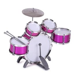 Instruments Children Jazz Drum Set with 5 Drums Small Cymbal Stool Drum Sticks Musical Instrument Toy for Boys Girls Easy to Assemble