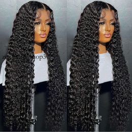 30 40 Inch Deep Wave 13x4 Transparent Lace Front Wig Human Hair Brazilian Curly 13x6 HD Lace Frontal Wigs for Women 180% 55