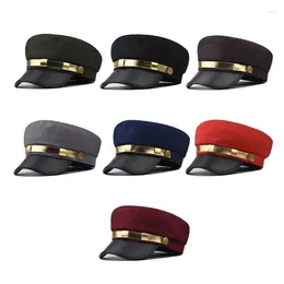 Berets Navy Hat All-match Men Women Casual Stylish Uniform Pu-leather Drop