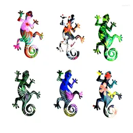 Decorative Figurines Metal Gecko Wall Decor Art 8.66X5.11 Inch Iron Sculptures Patio Lawn Home Outdoor Backyard Hanging