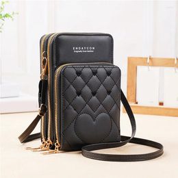 Shoulder Bags Fashion Three Layers Zip-up Mobile Phone Bag Large Capacity Multi-Functional Simple Small