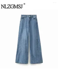 Women's Pants Nlzgmsj Wide Leg High Waist Jeans For Women 2024 Straight Baggy Long Female Denim Trousers Elegant