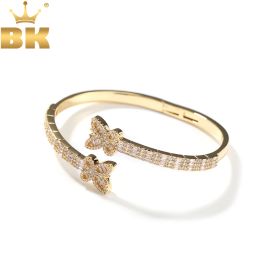 Strands THE BLING KING Baguettecz Butterfly Bracelet Micro Paved Bling Cubic Zirconia Cuff Bangle Luxury Gift For Women Hiphop Jewellery