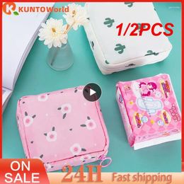 Storage Bags 1/2PCS Korean Cute Bear Large Capacity Sanitary Napkin Cartoon Physiological Period Tampon Organiser Bag Mini