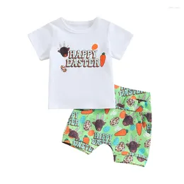 Clothing Sets Pudcoco Infant Born Baby Boy Easter Outfits Short Sleeve Cow Carrot Print T-Shirt Pocket Shorts Set Toddler Clothes 0-3T