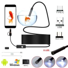 Cameras 5.5mm Mini Endoscope Camera Type C USB Inspection Borescope Camera Flexible IP67 Waterproof 6LEDs Adjustable Endoscope Camera