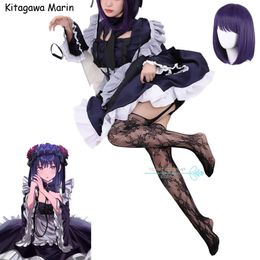 Anime Costumes Anime My Dress-Up Darling Cosplay Kitagawa Marin Hallown Party Women Sexy Girl Maid Dress Wig Kitagawa Marin Cosplay Clothing Y240422