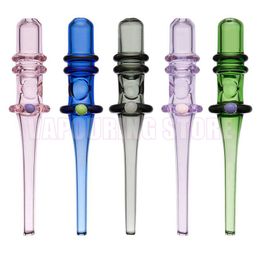 Newest Colourful Glass Pipes Philtre Handpipes Cigarette Holder Dabber Tips Portable Diffuser Waterpipe Smoking Oil Rigs Straw Hand Tube Mouthpiece DHL