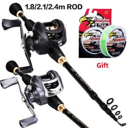 Accessories Sougayilang Casting Fishing Rod and Reel Combo 1.82.4m Carbon Fiber Fishing Rod and 7.2:1 Gear Ratio Casting Fishing Reel Pesca