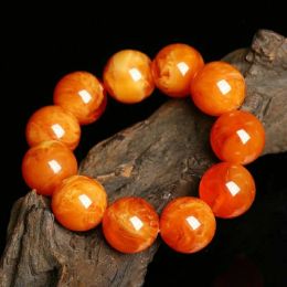 Strands 20mm Amber Yellow Beeswax Old Honey Wax Amber Bracelet Round /barrel Bead Hand Row for Men Hand Bangle Suitable for 1525cm Free