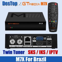Receivers SKS/IKS Receptor GTmedia M7X DVBS2 1080P HD Satellive Receiver Twin Tuner HEVC Main 8 Profile Built in 2.4G WiFi Decoder STB
