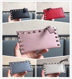 Women luxury wallets studded rivets coin purse ladys pocket girls card holder high quality money bag Genuine leather designer hand6491378