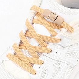 Shoe Parts 1 Pair Flat Shoelaces Without Ties For Sneakers Elastic Laces Convenient Quick On And Off Lazy Shoelace Coloured Metal Lock