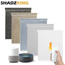 Control Shadzking Motorized Roller Blinds Smart Electric Day and Night Roller Shades Window Blinds Curtains for Home Wifi Alexa Google