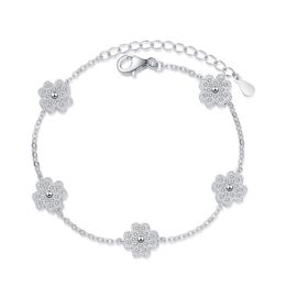 Moissanite Charm Bracelets Sterling Silver Ladys casual chain four-leaf clover Mozzarella Bracelet Jewelry269N