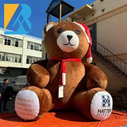 Personalized Dark Brown Giant Furry Inflatable Bear for Festive Display