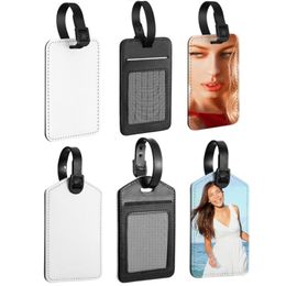 Sublimation Luggage Tags PU Leather Name Suitcase Tag Blanks DIY Heat Transfer Tags Business ID Card Holder For Travel Suitcase Sports Bags Holder Gift Craft