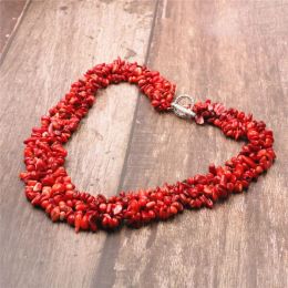 Necklaces Fashion Natural Red Coral 57mm Irregular Gravel Chip Beads Necklace High Quality Hot Sale Women Jewellery Making 18inch B522