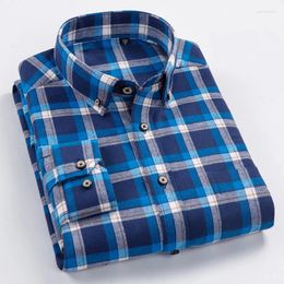 Men's Casual Shirts Cotton Men Plaid Long Sleeved Flannel Regular Fit Spring Male Business Fashion