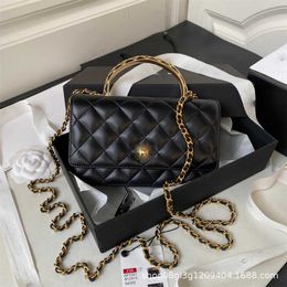 Tote bag high definition Xiaoxiangfeng Handheld Wealth Metal Handle Small Waste Lingge Single Crossbody Chain
