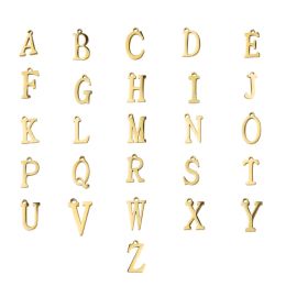 Bangle Fnixtar 26pcs/lot 12*8mm Letter Initials Charms Stainless Steel Mirror Polish Alphabet Charms for Diy Making Necklace Bracelets