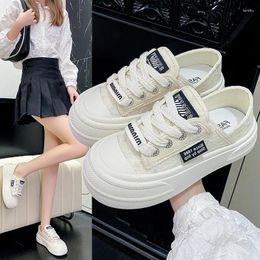 Casual Shoes Women's Thick Sole Sponge Cake Lace Breathable Small White Summer Mesh Sneakers Zapatos Mujer