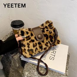 Shoulder Bags Boolar 2024 Winter Leopard Print Mao Underarm Bag Ins Online Celebrity Fashion Sunflower Plush