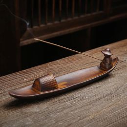 Accessories 1pc Antique Chinese Ceramic Incense Holder for Home Decor and Aromatherapy Fishing Elder Man Design