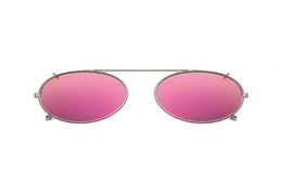 Polarized Round Clip On Sunglasses Unisex Pink Coating Mirror Sun Glasses Driving Metal Oval Shade Clip On Glasses uv4006624269