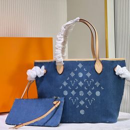 Designer woman large Handbag 40995 Tote Bag leather shopping purse Women high quality Luxury Classic Shoulder bag handbags Canvas denim blue with purse