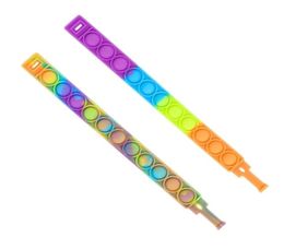 2021 Silicone Toy Bracelet Increase Focus Soft Squeeze Press Fun Bubble Stress Reliever Tie Dye Colors Bracelet G54ED5V7195709
