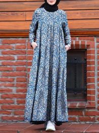 ZANZEA Retro Dubai Abaya Turkey Hijab Dress Women Vintage Floral Printed Maxi Sundress Summer Long Sleeve Kaftan Muslim Vestido 240422