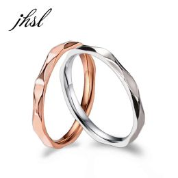Bands JHSL 2 mm Small Thin Stainless Steel Women Wedding Rings Silver Rose Gold Colour US size 4 5 6 7 8 9