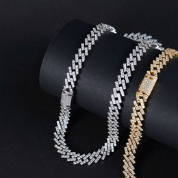 Factory Made Chains Diamond Link Iced Out Jewelry Cuban Chain Moissanite 925 Sterling Silver Cuban Bracelet Necklace