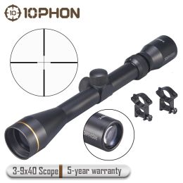 Scopes 10phon 39x40 Rifle Scope for Hunting Optical Sight Crosshair Reticle with 20mm Rail Mount Collimator Sight Airsoft Accessories