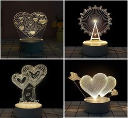 Valentines Day Gift 3D Lamp LED Night Light gadget Table Lamps Home Decor Bulb for lover Wife Gifts whole7190398