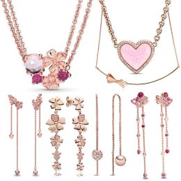 Necklaces Rose Gold Jewellery Set Necklace And Earring Luxury Elegant Women'S Original Holiday Gift Branded Best Selling New In Wholesale