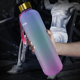 Water Bottles 1000ml Fashion Big Capacity Time Scale Sports Bottle Frosted Cup Leak Proof Plastic Outdoor Picnic Travel Fitness Jugs