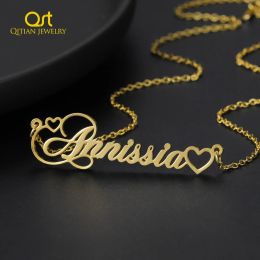 Necklaces Personalised Heart Name Necklaces Customised Cursive Script Name Necklaces High Quality Stainless steel Jewellery For Women Gifts
