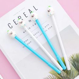 Pens 40 Pcs Gel Pen Creative Cute Cartoon Grass Little White Bear Students Neutral Pen 0.5mm Black Students Stationery Wholesale